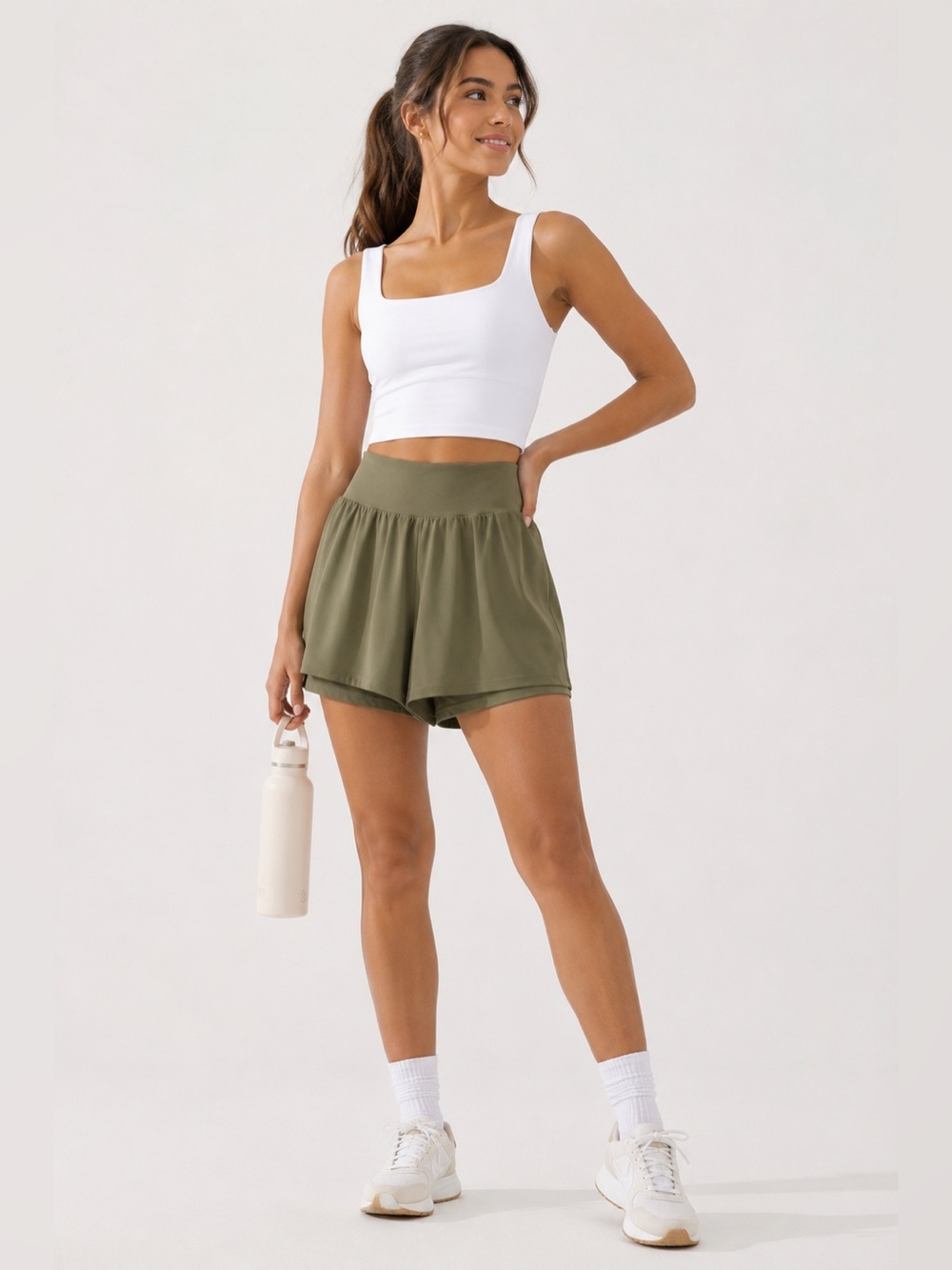 Halara Softlyzero™ Airy High Waisted Athletic Skort Olive Green ShortsNWT Size M